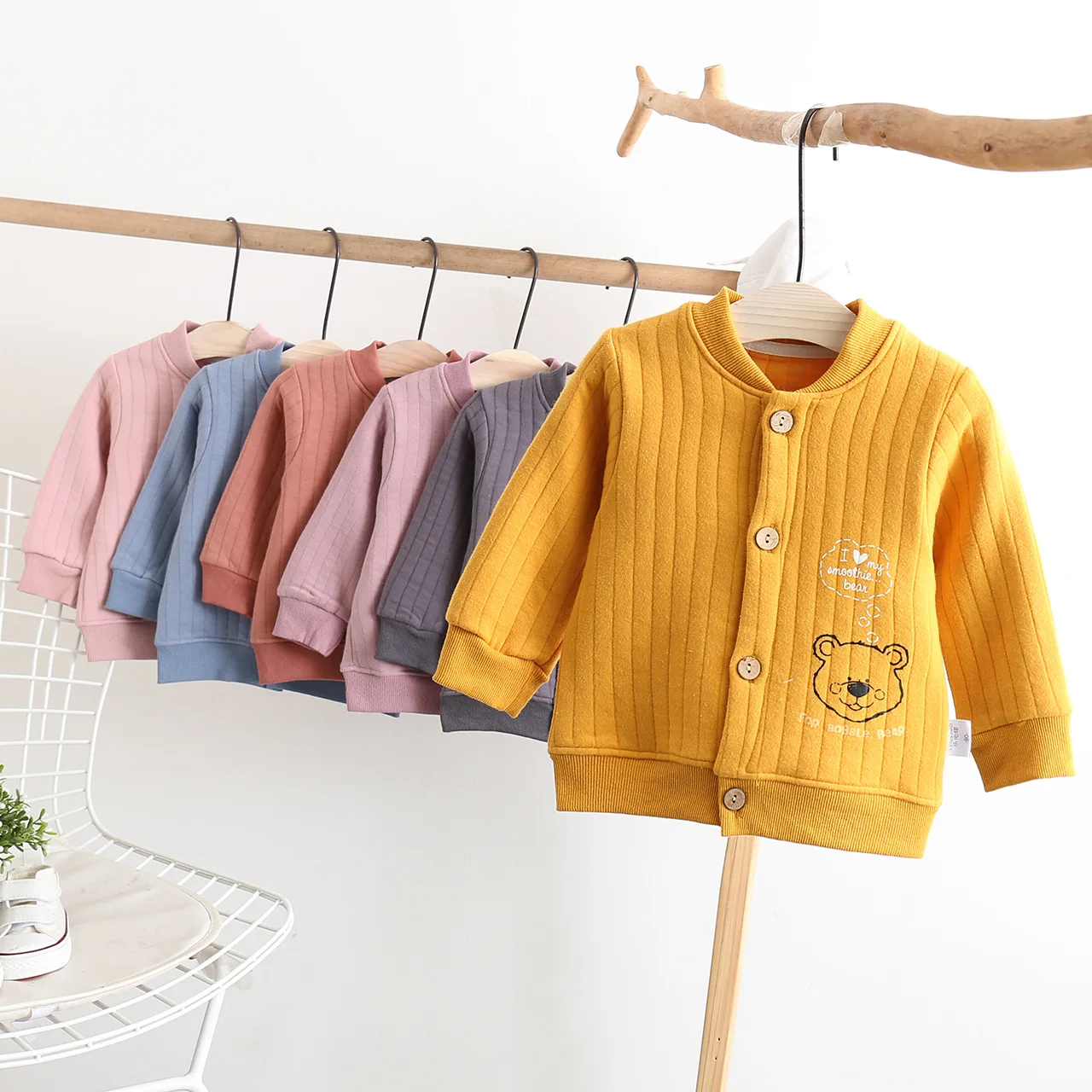

Kids' Overcoat Spring Autumn Winter Western Style han bao bao Long-sleeved Cardigan Girls Coat Pure Cotton BOY'S Top 2019 New St