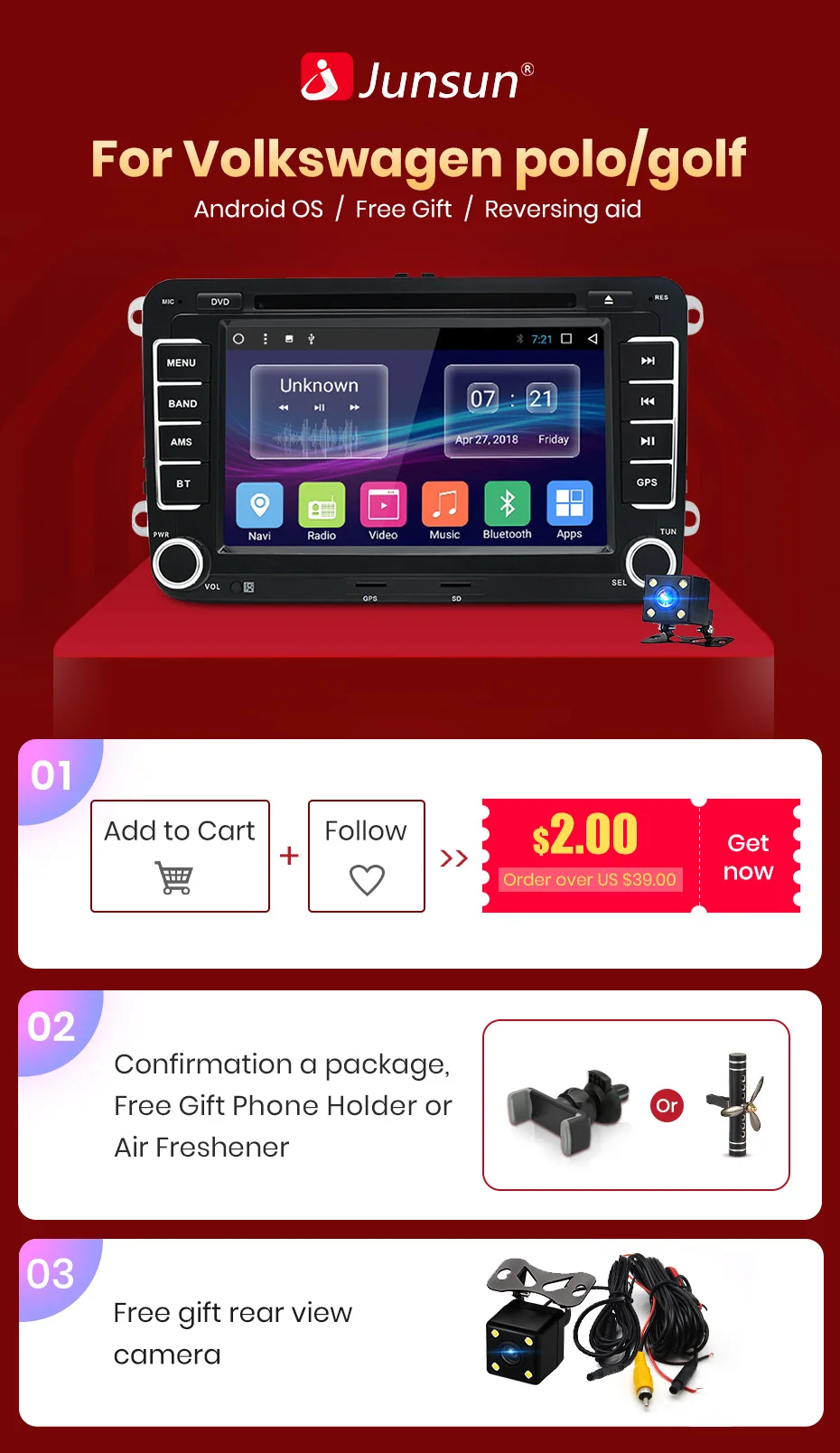 Junsun " gps Android радио плеер 2 din автомобильный DVD аудио стерео Мультимедиа для Volkswagen VW golf 5 6 1024*600 touran passat polo