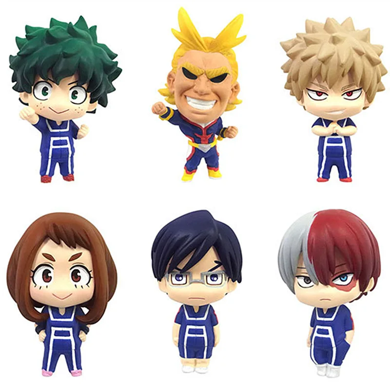 

6pcs Q version my hero academy figure 5cm deku bakugou katsuki Todoroki Shoto OCHACO URARAKA boku no hero academia model toys