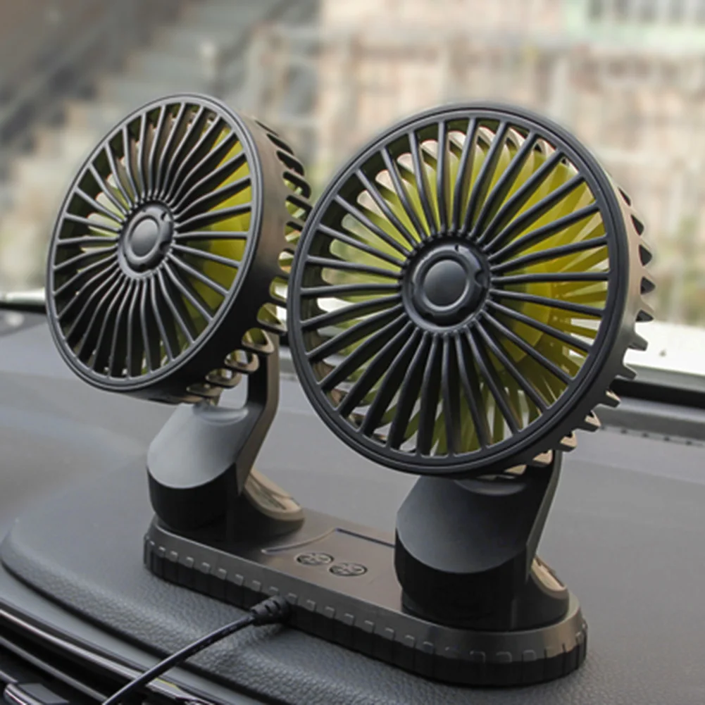 USB Powered Car Fan Multi-Angle Rotatable Dual Head 3-Speed Dashboard ABS Three Speeds Summer Cooling Accessories | Автомобили и