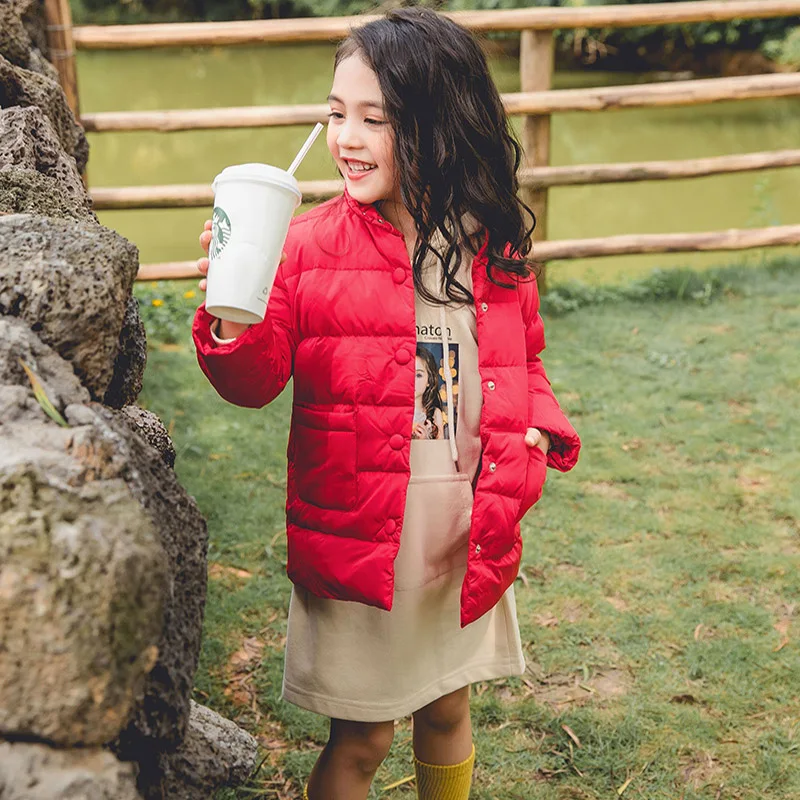 Зимний модный пуховик для девочек Теплые детские парки на белом утином пуху детская верхняя одежда для От 3 до 6 лет