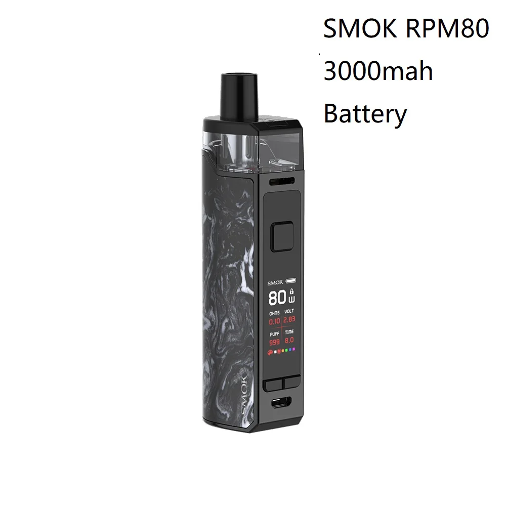 SMOK RPM80 Mod Pod Комплект с 3000 мАч батареей vs SMOK RPM80 Pro Pod Kit No 18650 батарея 5 мл Pod Max 80 Вт vs Vinci/aegis - Цвет: Black White RPM80