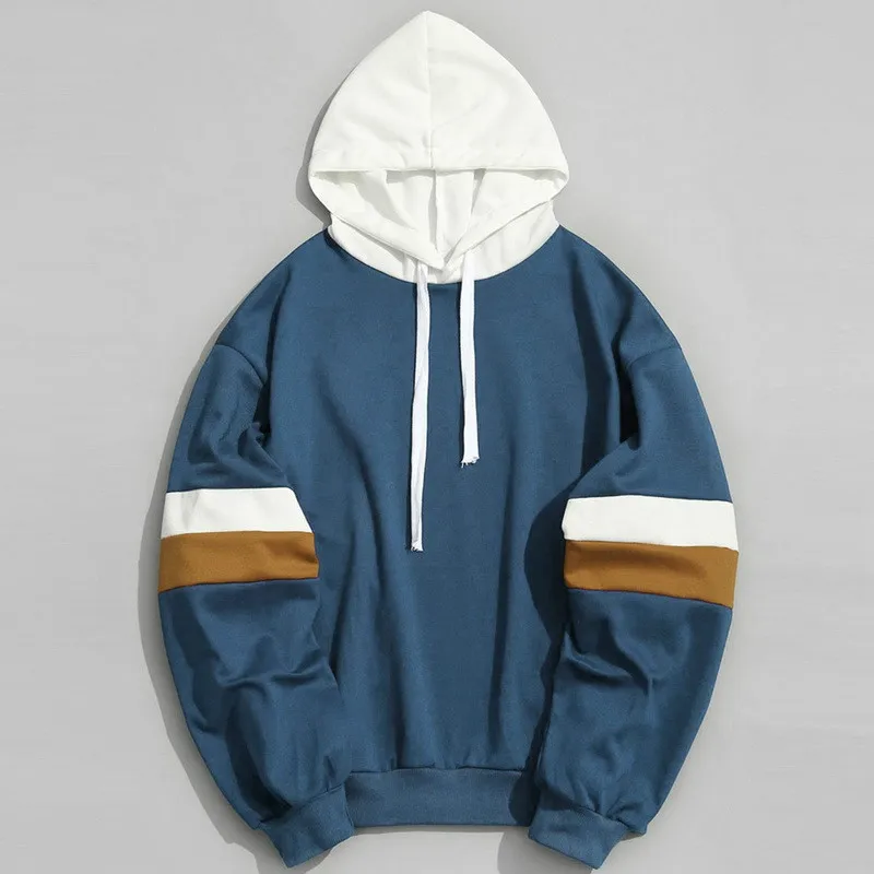 

2020Men's Outwear Casual Patchwork Slim Fit Hoodie Outwear Blouse Sweatshirt Hip Hop Color Block Autumn Mens Tops Hoody