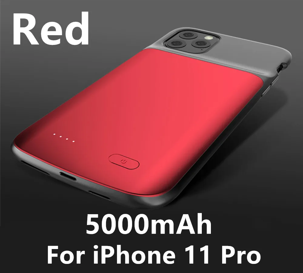Red For 11 Pro Чехол для аккумулятора для iphone 11 Pro Max внешний аккумулятор зарядное устройство чехол для iphone 11 4800/5000 мАч Зарядное устройство Чехол - Цвет: Red For 11 Pro
