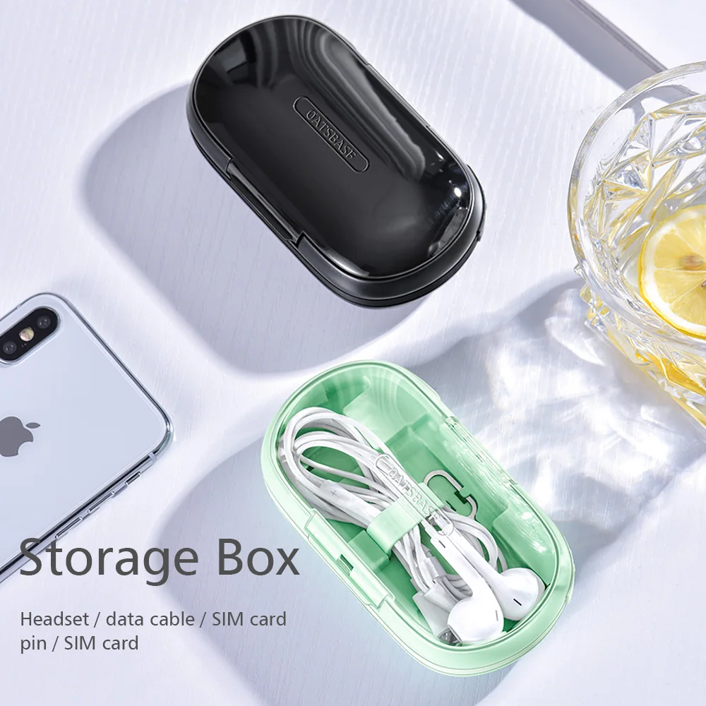 Oatsbasf 3 в 1 USB кабель для iPhone samsung s10 redmi k20 Портативное Мобильное Зарядное устройство телефон чехол для гарнитуры мини сумка для наушников