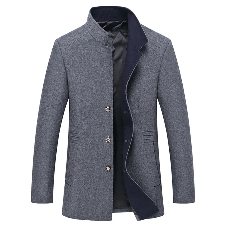 Осенне-зимняя шерстяная куртка, Мужская Высококачественная шерстяная облегающее пальто в повседневном стиле, мужские шерстяные пальто, мужские тренчи с длинным воротником, YN10534