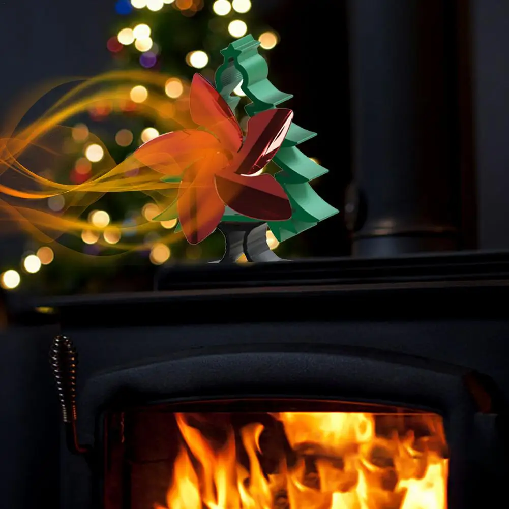 Safe and Environmentally Friendly Black Heat Powered Christmas Tree Wood Burner and Stove Nangjiang 5-Blade Stove Fan Silent Operation Accured Efficiency 