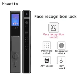 Hawatt – serrure de porte intelligente, reconnaissance faciale, carte d'empreinte digitale, mot de passe, caméra intelligente, serrure de porte pour maison 