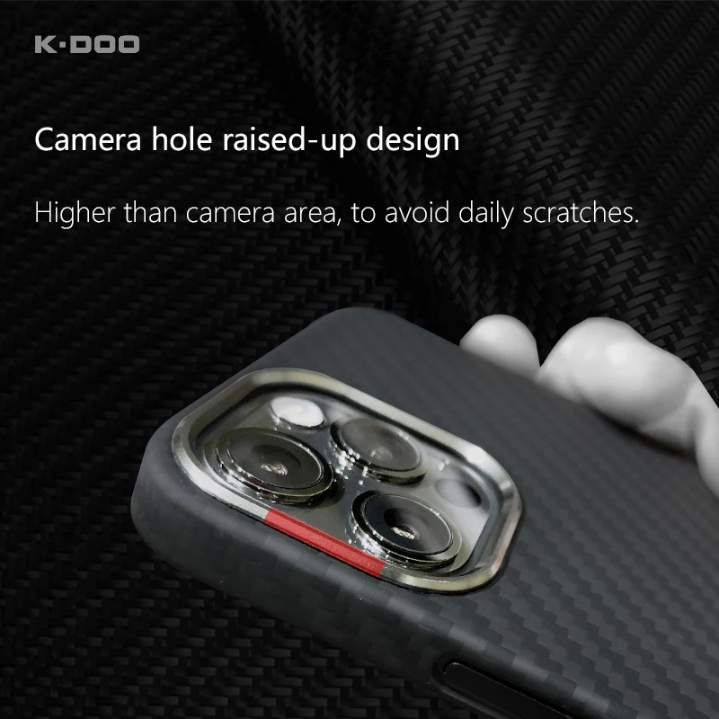 K-doo – coque en fibre de carbone véritable Kevlar, étui fin et polyvalent en matériau pare-balles pour iphone12/12mini/12pro/12promax ► Photo 3/6