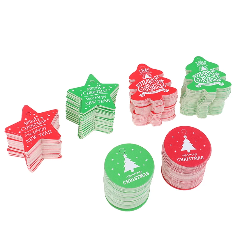 

100Pcs Christmas SeriesTags Paper Gift Label Tags DIY Crafts Hang Tag Gift Baking Wrapping Decorative Gift Card Xmas Favors