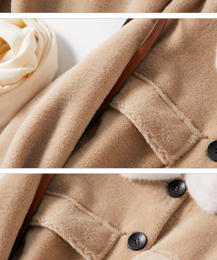 coats and jackets women winter real wool fur coat new grain sheep sheared coat female turn down mink collar female jacket