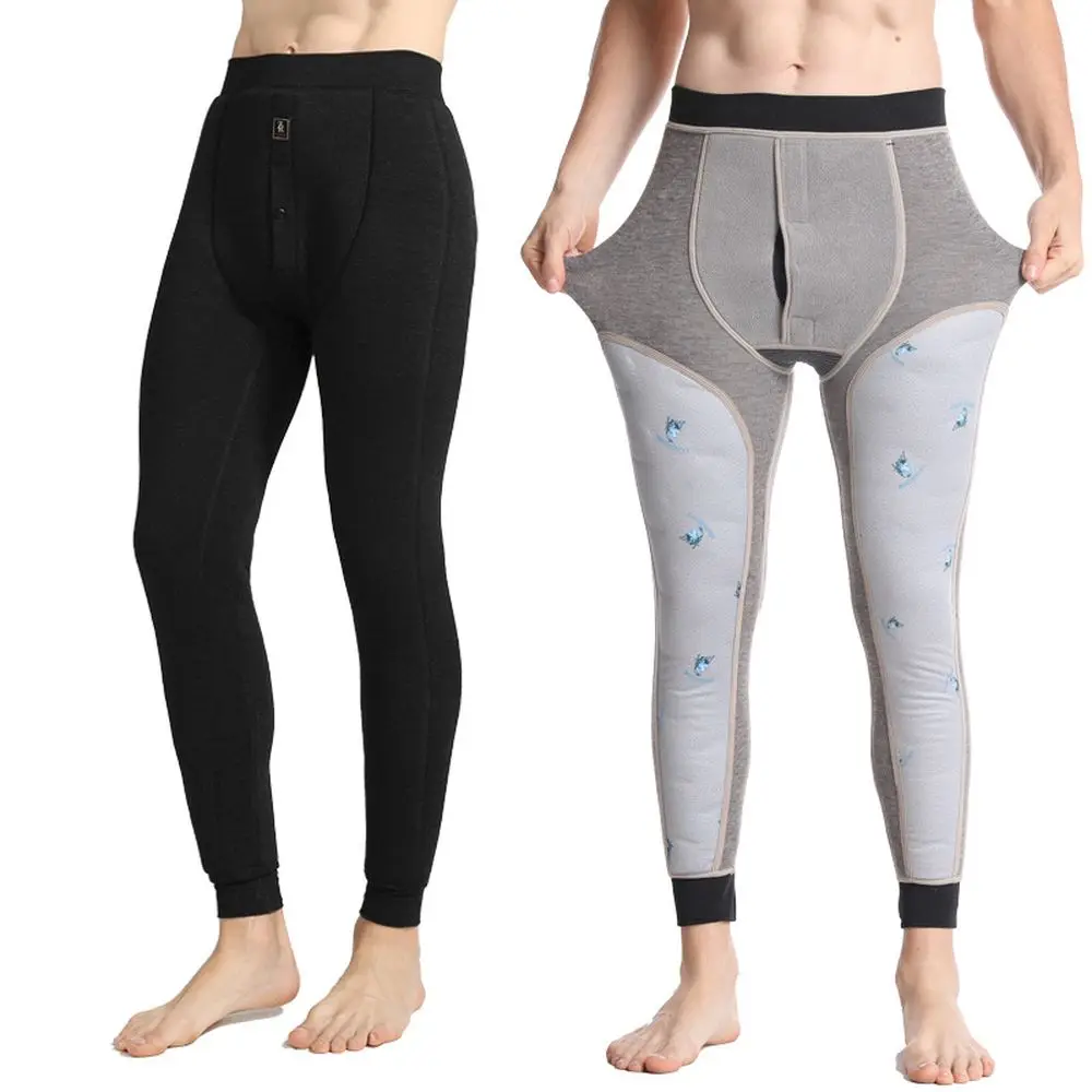 Men Thermal Underwear Long Johns Warm Cotton Trousers Thermal Pant Underwear Lamb Wool Knee Pads Graphene Waist Support Leggings high waist pregnancy leggings skinny maternity yoga pant clothes pregnant women belly support leggings body shaper trousers