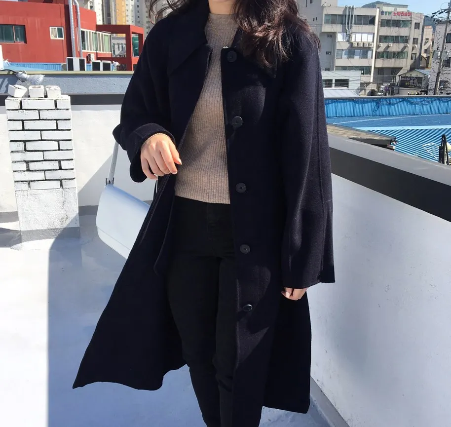 Женское зимнее шерстяное пальто с острым воротником и длинным рукавом, стеганое однобортное шерстяное пальто с поясом, теплая плотная верхняя одежда