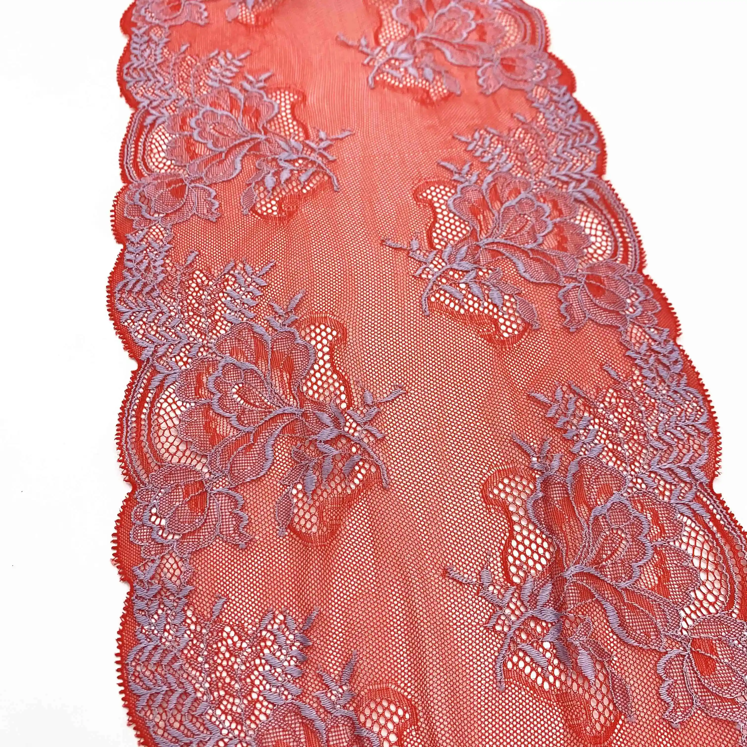 3M/lot Width 7 7/8 inch (20cm) Red Stretch Lace Trim 4