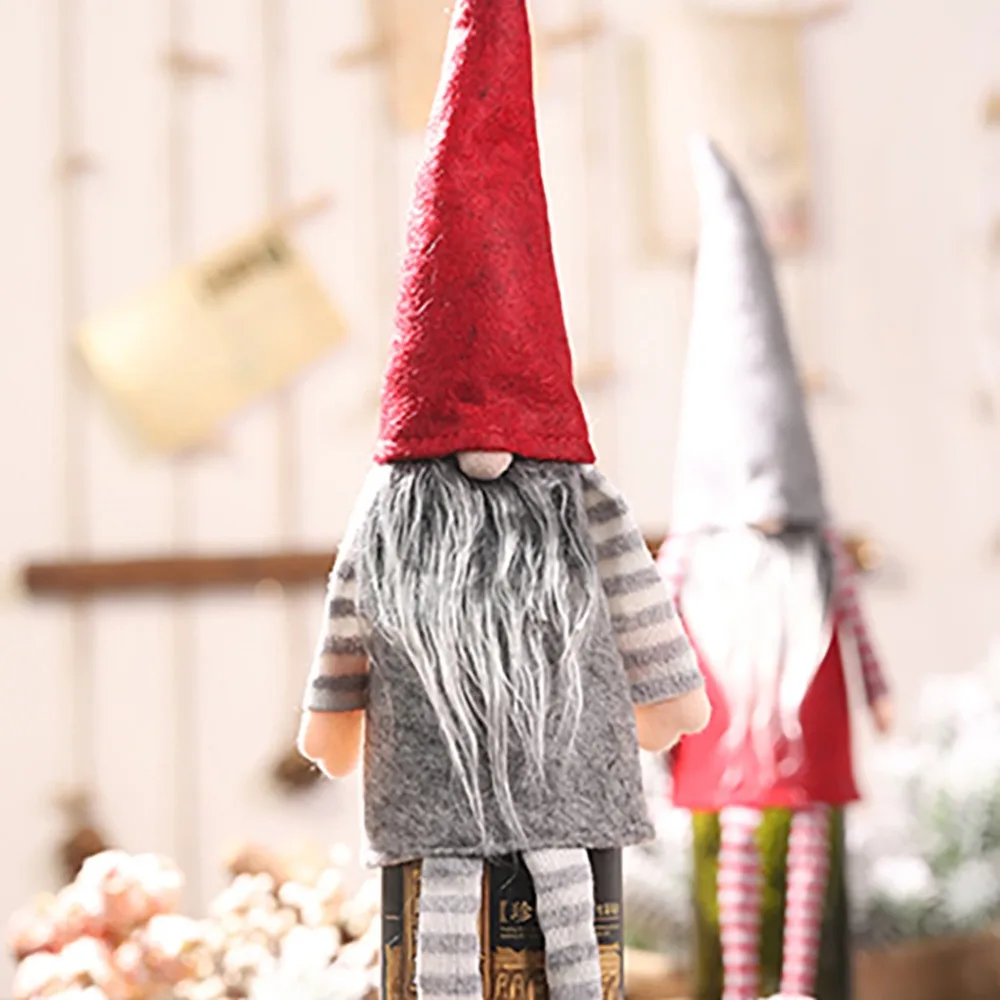 New Christmas Champagne Bottle Cover Dress Up Decoration Christmas Faceless Doll Han (10)