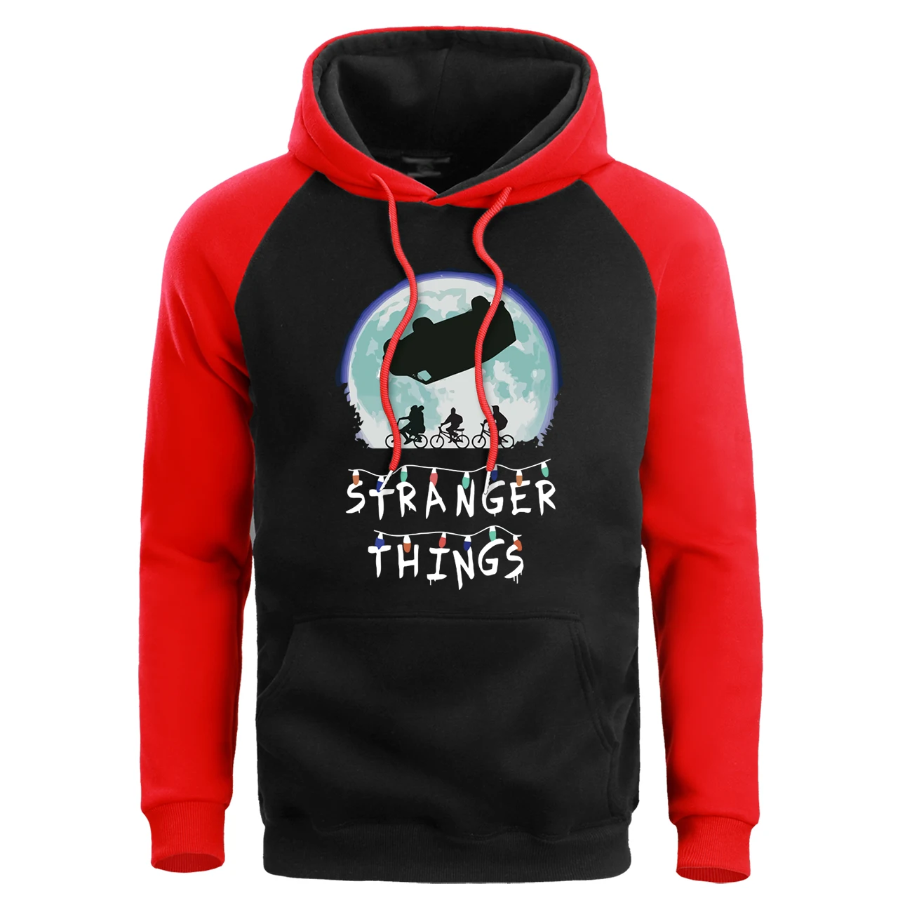 Мужская толстовка с капюшоном «Stranger Things El», мужские толстовки, Зимние флисовые толстовки, теплый пуловер, мужская толстовка с капюшоном, пальто ужасов - Цвет: Red Black