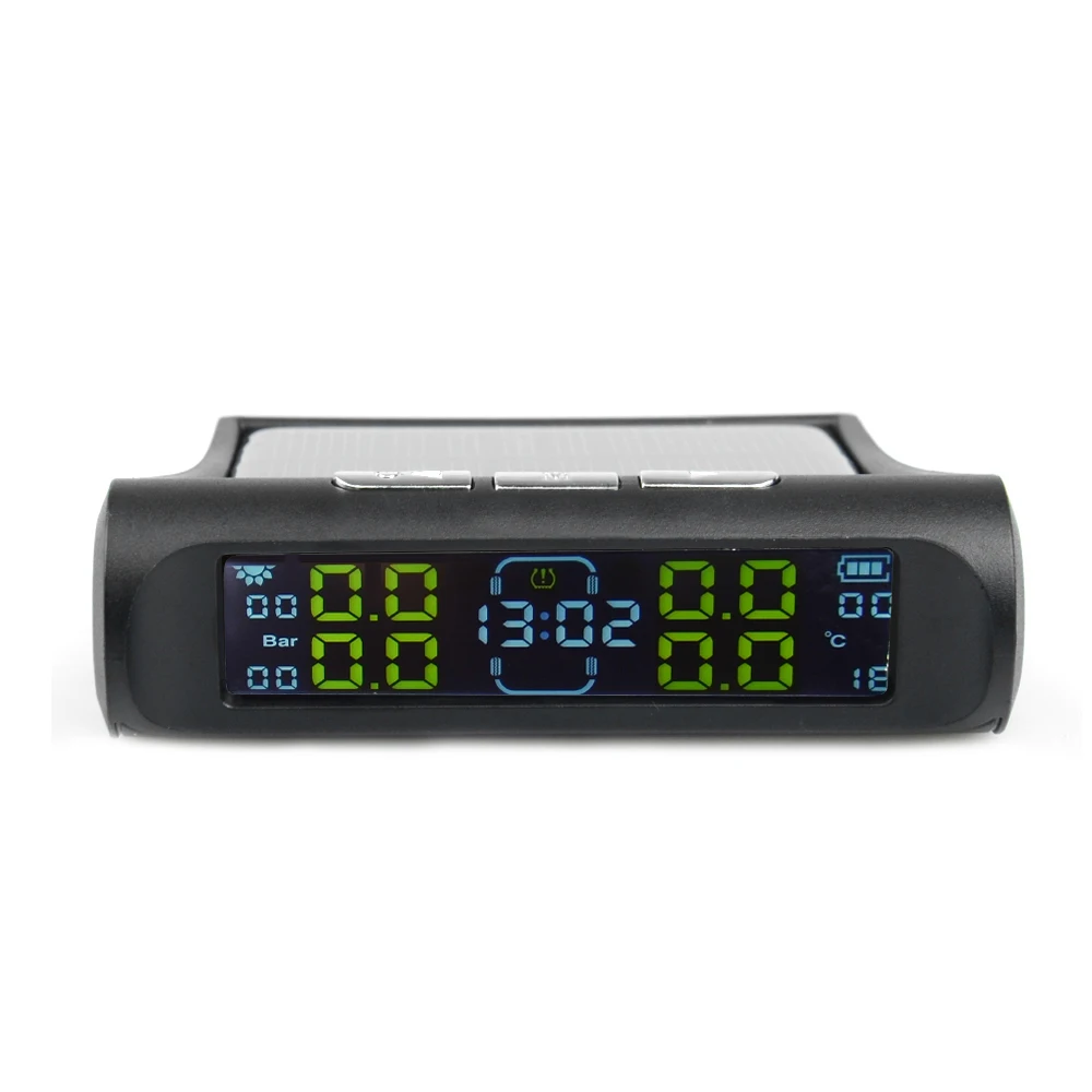 Universal TPMS Wireless Tire Pressure Monitoring System Solar Power Clock LCD Display 4 External Sensor Tire Pressure Sensors car tire pressure monitor car tire pressure sensor