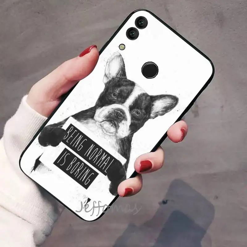 Cute Funny French Bulldog Phone Cover For Huawei Honor view 7a5.45inch 7c5.7inch 8x 8a 8c 9 9x 10 20 10i 20i lite pro pu case for huawei Cases For Huawei