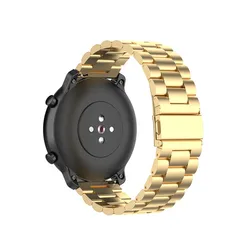 Premium 22mm Stainless Steel Metal Watch Strap - Elegant Bracelet Design (Gold)