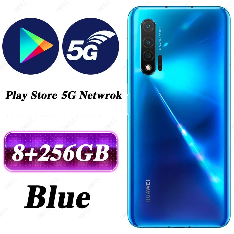 6,57 '' huawei Nova 6 5G LTE мобильный телефон Kirin 990 Balong 5000 Восьмиядерный 40 Вт huawei SuperChager Android 10,0 Google Play - Цвет: 8G 256G Blue