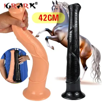 42cm Long Horse Dildo Huge Dick Big Animal Penis With Suction Cup Vagina Anal Sex Toys for Woman 18+ Strapon Female Masturbation 1