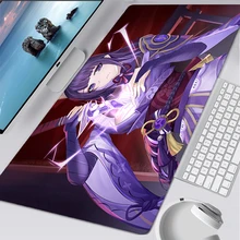 

Genshin Impact Kawaii Mouse pad Large Cool Pink sakura Customized Mousepad Gaming Accessories Keyboard Carpet Floral Desk Mat