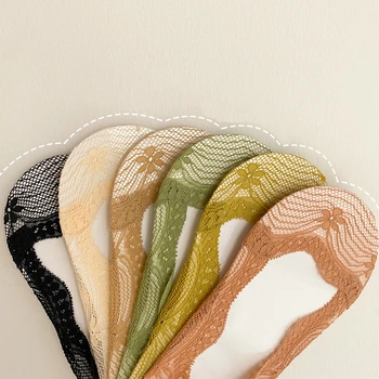 

Socks Slippers Women 2020 Summer Mesh Invisible Lace Thin Socks Female Breathable Ankle Socks Anti-skid Korea Style High Quality