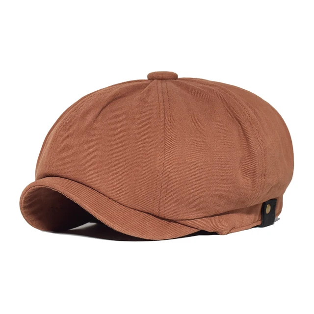 Cotton Newsboy Cap Men Women Gatsby Retro Hat Driver Flat  Caps  Spring Autumn Casual Beret Cap Solid Soft Driver Flat Caps Brown