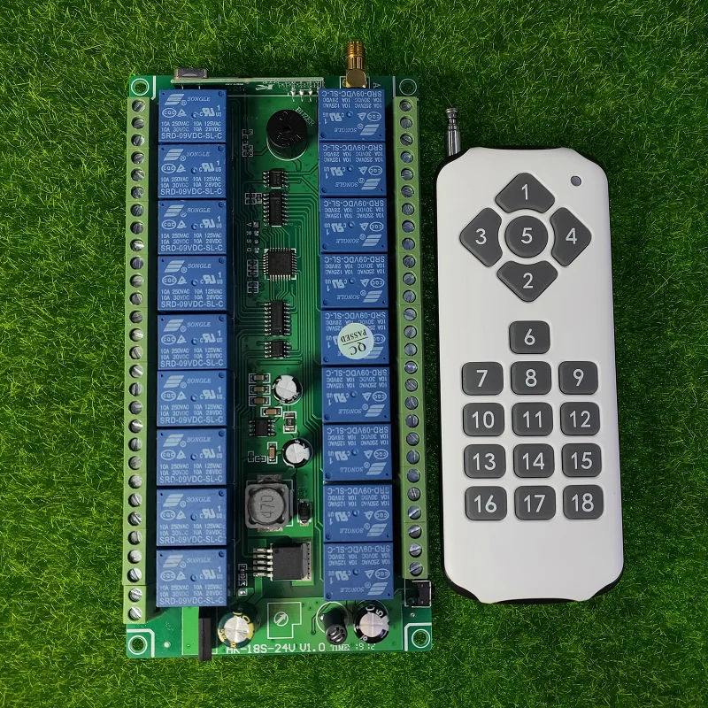 DC12V 24 В Широкий Напряжение 18 CH 18CH RF беспроводной переключатель системы дистанционного управления, передатчик+ приемник, 315/433. 92 МГц+ антенна