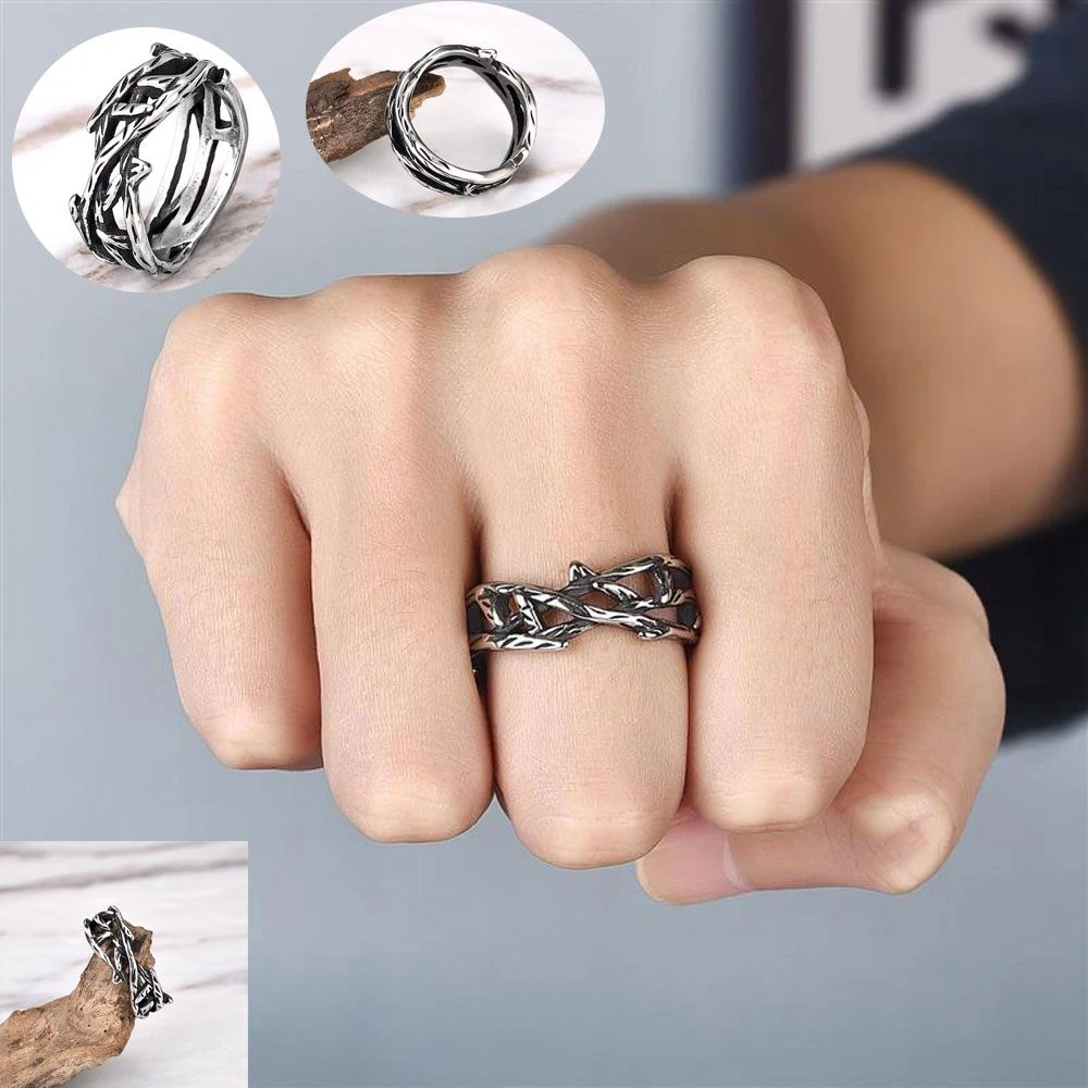 Fashion Geometry Men Biker Silver Color Retro Simplicity Ring Olive Branch| Rings| - AliExpress