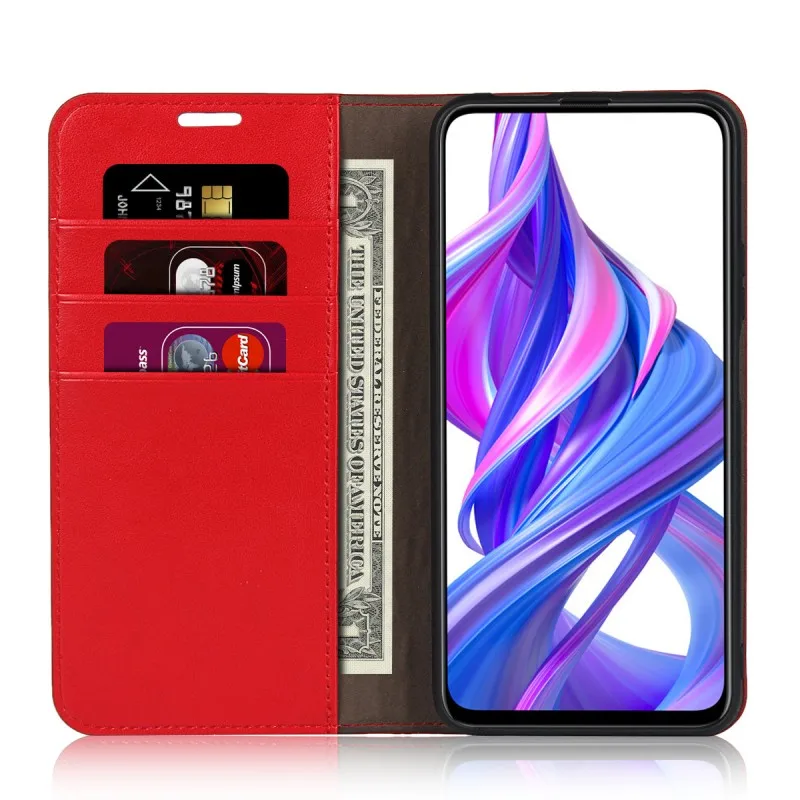 Чехол из натуральной кожи для huawei Honor 9X Pro, чехол s, чехол, Роскошный деловой кошелек для huawei 9X Hoesjes Etui, аксессуары для телефона - Цвет: Красный