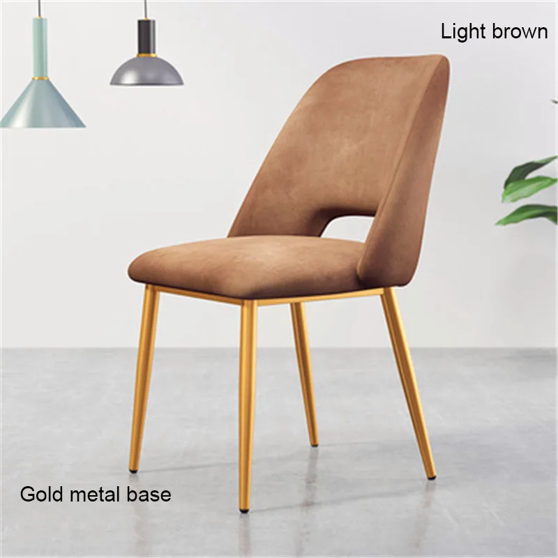 Gold base Brown Современный минималистичный скандинавский обеденный стул из нержавеющей стали Повседневная мебель домашний стул ресторан кухня диван для кафе стул - Цвет: Gold base Brown
