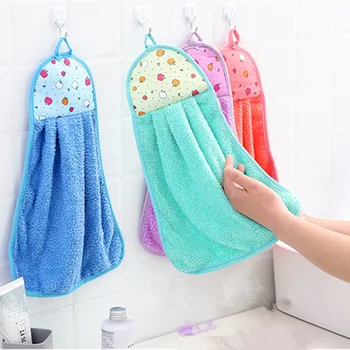 

Thick Microfiber Hand Towel Bathroom Hanging Cloth Towel Soft Absorbent Fashion Housewife Gift Kitchen Hand Towel Comfortable