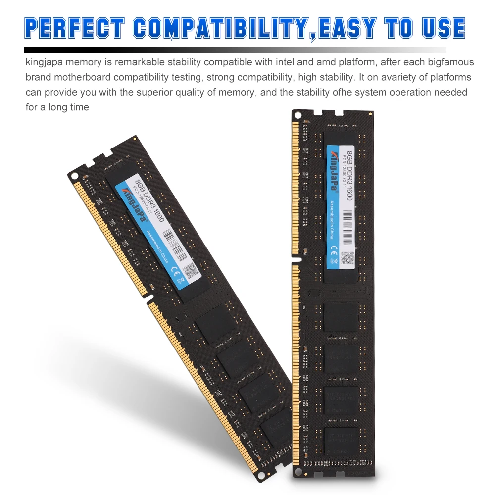 Фирменная KingJaPa оперативная память 1,5 v DDR3 1600Mhz 2GB 4GB 8GB для рабочего стола Memoria PC3-12800 совместима с DDR 3 1333 1066Mhz 4GB