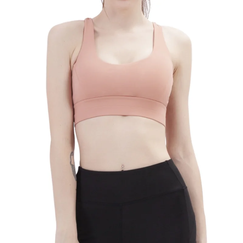 Sexy Women Sports Bra cross belt Brathable Sports Top Push Up Female Gym Fitness Female Running Yoga three rows of buttons Bra