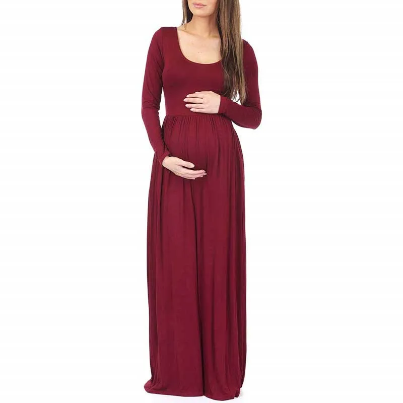 Классический реквизит для беременных; длинные платья для беременных; Одежда для беременных; платья для фотосессии; платья для беременных - Цвет: wine red
