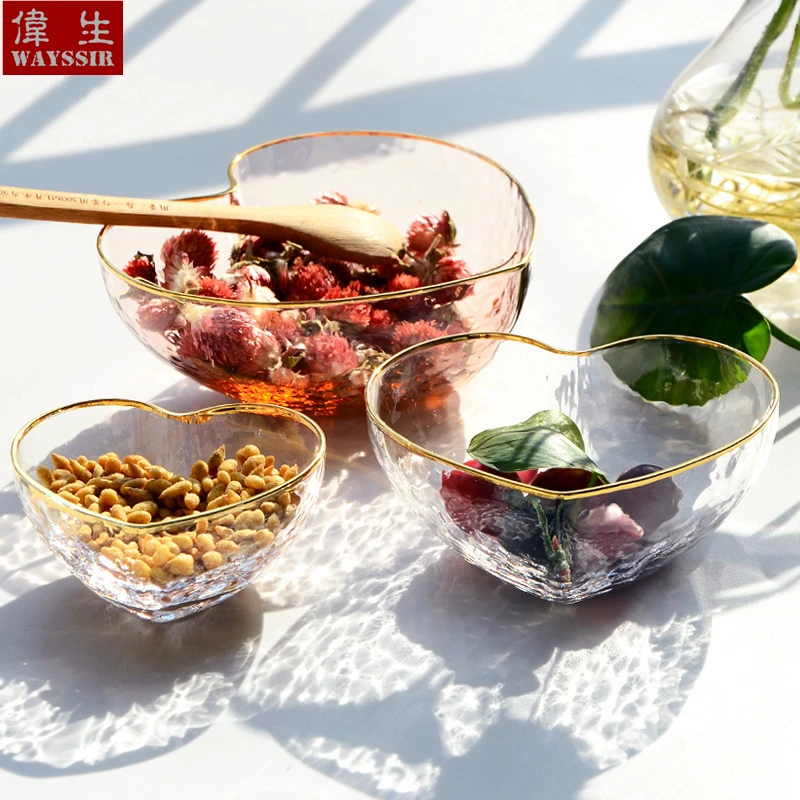 Soulnioi Glass Square Fruit Plate, Crystal Clear Salad Plate, Gold Inlay Serving Plate, Snack Dessert Plate Multipurpose Tray Decorative Plate For