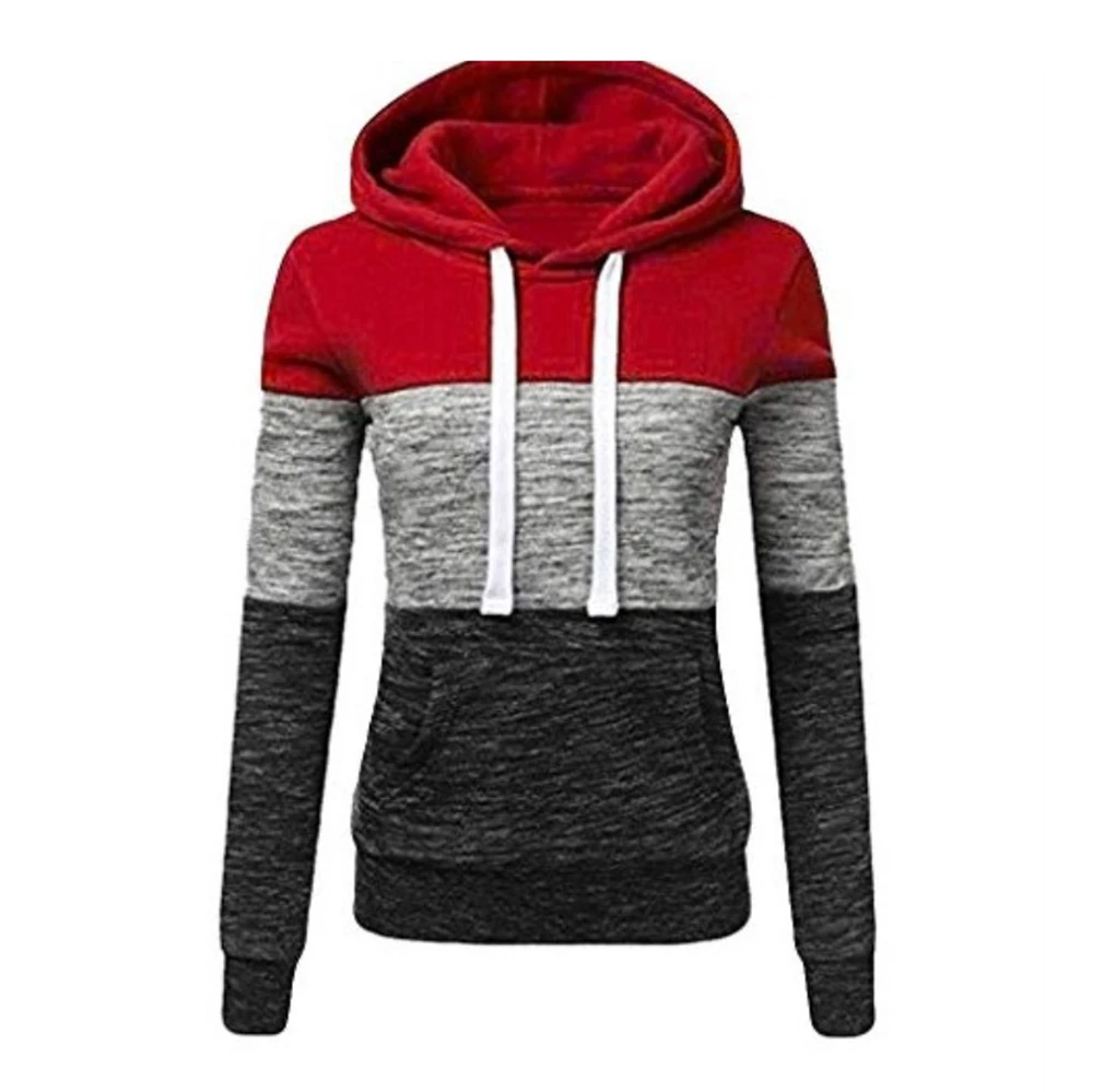 

Women Patchwork Hoodies Sweatshirts Long Sleeve Casual Pullover Tops Jumper Hooded Sweatshirt Female Streetwear Hoodie