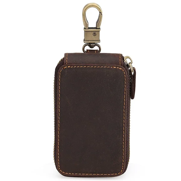 Tiding Top бумажник для ключей из натуральной кожи старинный ключ держатель для мужчин и женщин темно-коричневый кожаный чехол для ключей автомобиля хозяйственная сумка 4035 - Цвет: Черный