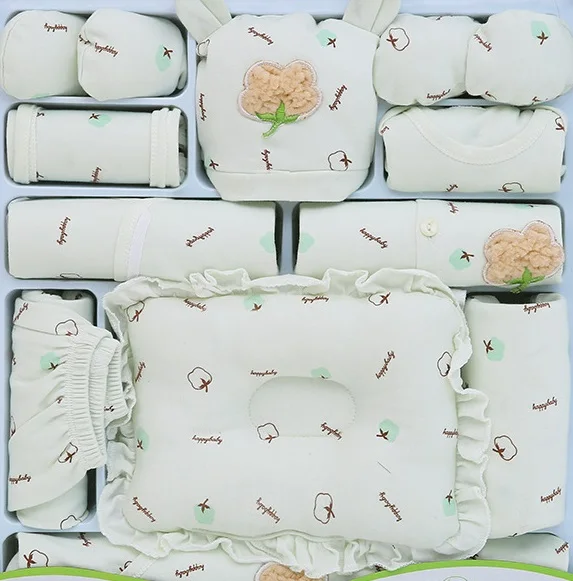 Green(Withou Box) Детская одежда из органического хлопка, всесезонные комплекты одежды для новорожденных мальчиков и девочек, Подарочная коробка для одежды 0-6 месяцев, 20 предметов - Цвет: Green(Withou Box)