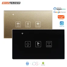 Smart WiFi Curtain Fan Dimmer Switch Touch Glass Panel Remote Timer Control Motorized Electrical Roller Blinds for Google Home