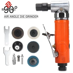 Rectifieuse pneumatique d'angle 90 °, 1/4 pouces, Mini outils portables, polisseuse à découper, ensemble d'outils de gravure, 25000 tr/min 