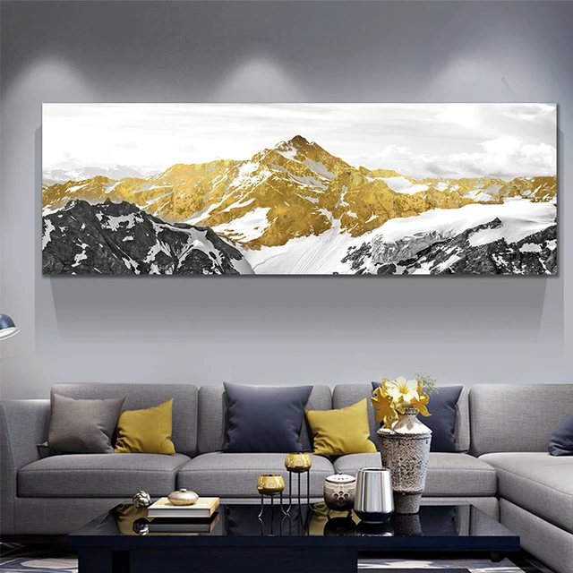 Golden Mountain Wall Art Printed on Canvas 1