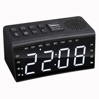

Radio Alarm Clock, Fm Am Radio With 2 Alarm Clock And Big Screen Adjustable Light Number Night Vision Clock Thermometer European