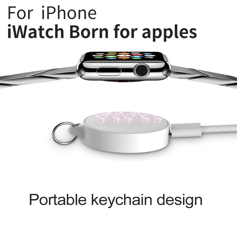 Портативное магнитное Беспроводное зарядное устройство для Apple Watch магнитное для Iwatch 1 2 3 4 Cargador быстрая зарядная станция с брелоком