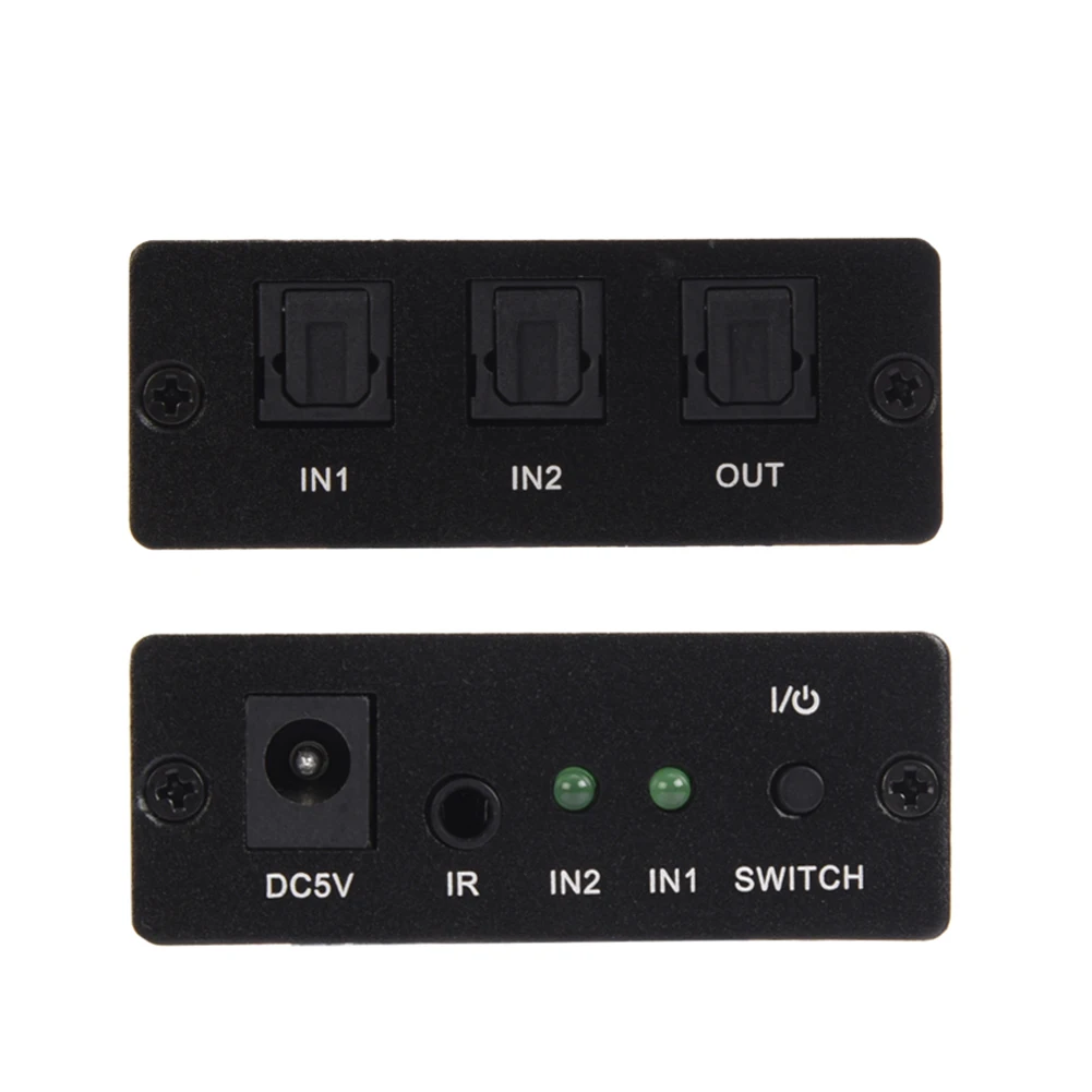 SPDIF/Toslink алюминиевый сплав долговечный конвертер Черный 2x1 с ИК-цифровой, с дистанционным управлением оптический аудио переключатель светодиодный индикация