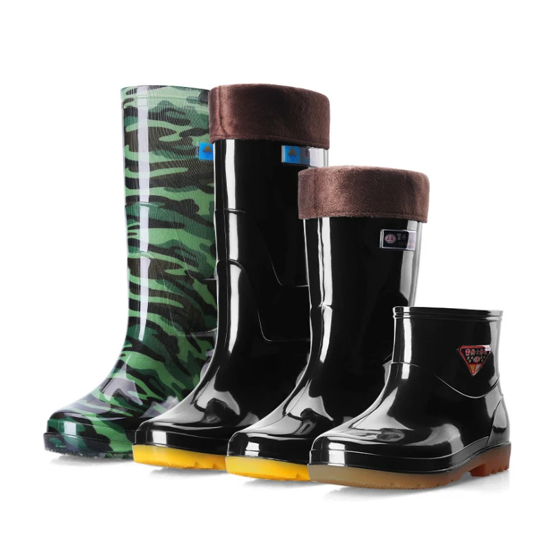Rain boots hot sell High quality selling waterproof and velvet fishing high wear-resistant low-end rain boots