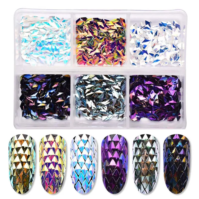 

3D Nail Sequins Chameleon Gradient AB Paillettes Nail Art Decorations Nail Sequins Rhombus Flakes Glitter Nail Charm SF3082