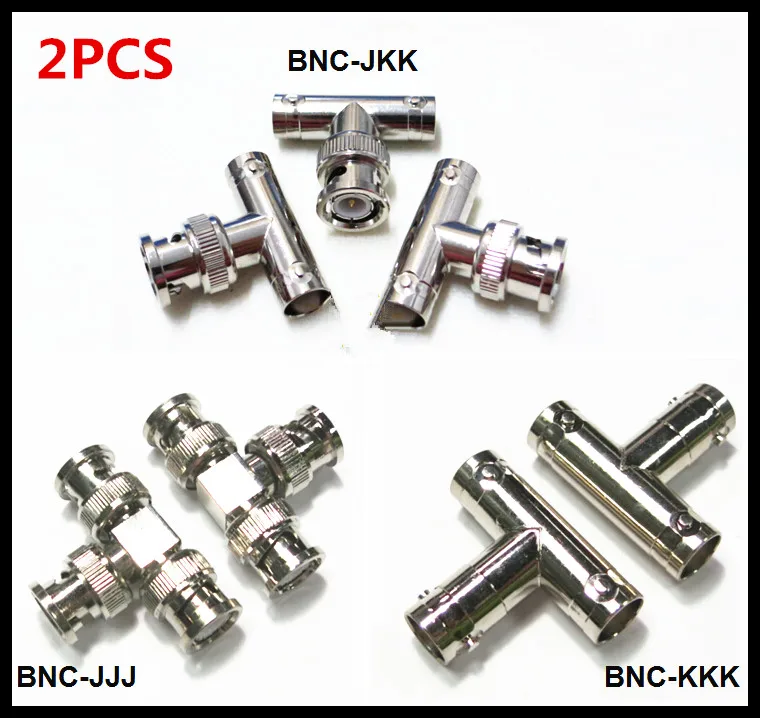 

2PCS BNC-JKK/JJJ/KKK BNC all-copper three-head BNC adapter with Q9T head from male to female tee