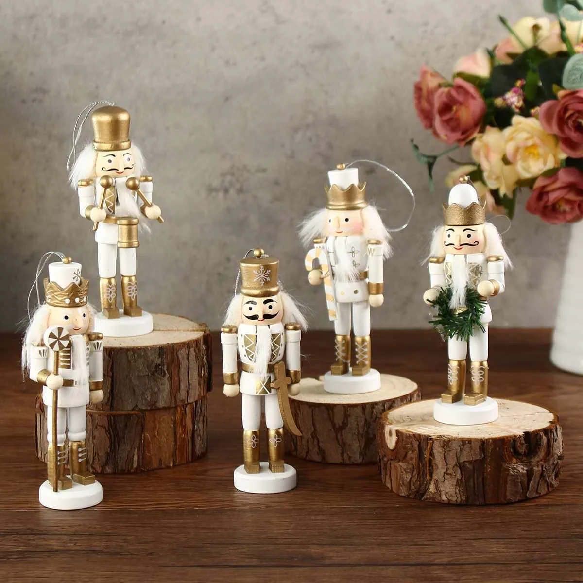5Pcs/set Wood Nutcracker s Christmas Gift Set Classic Nutcracker Doll Decoration for Office Home Christmas kids Gift 12CM